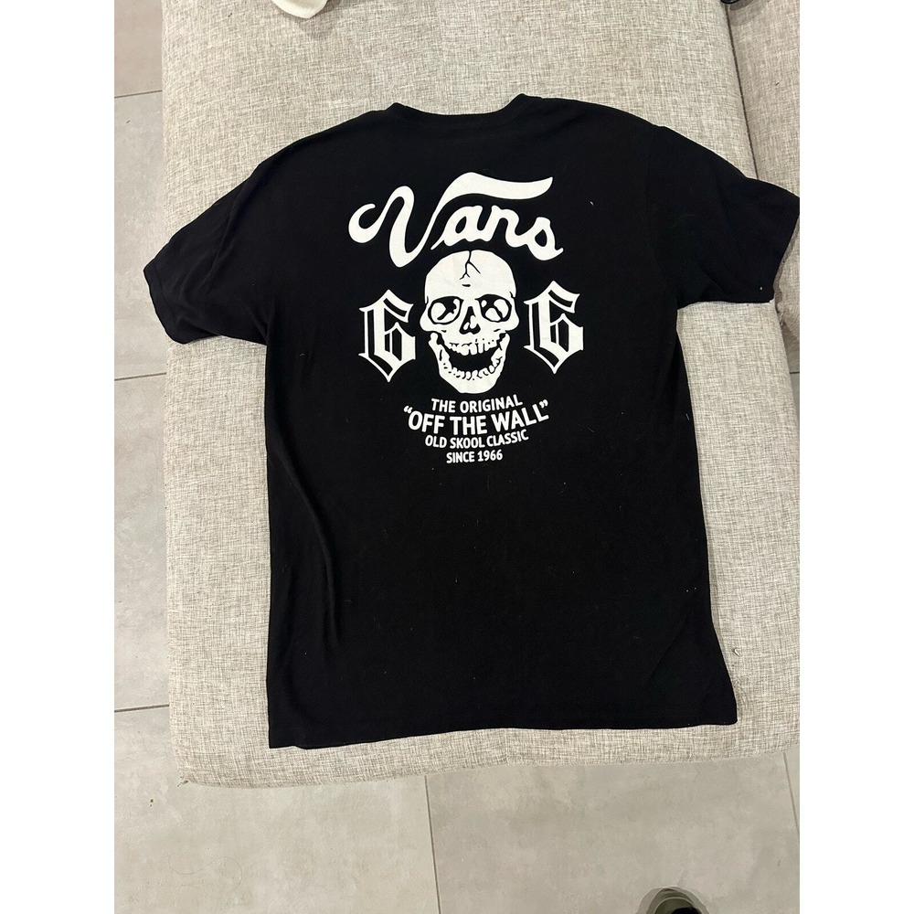 Vans Skull T-Shirt Old Skool Short Sleeve Med Black Tee - Picture 4 of 12